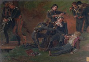 Barón Jean Dominique Larrey (1766-1843) atendiendo a los heridos en la Batalla de Moscú, 7 de septiembre de 1812 de Louis Lejeune